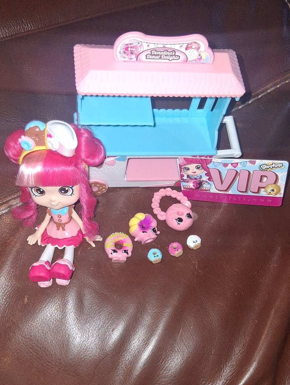 Shopkins Pink & Blue Donut Shop Playset with VIP Doll and Collectibles